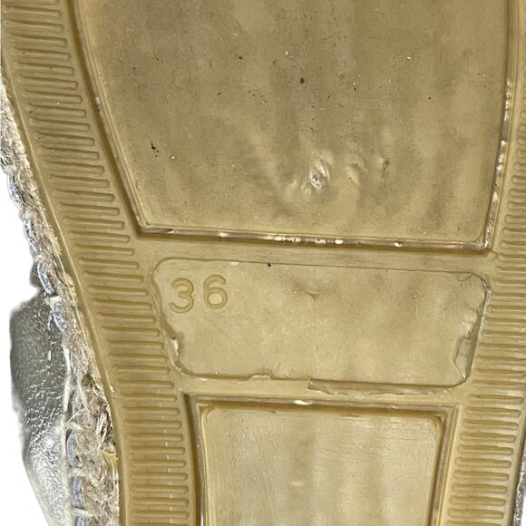 Free People Silver Metallic Tuscan Platform Espadrille Leather Slip On Sandals 6 - Picture 8 of 9